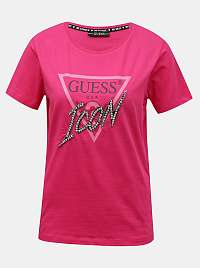 Guess ružové tričko Icon Logo T-shirt