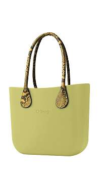 O bag kabelka Celery Green s dlhými žltými koženkovými rúčkami Snake