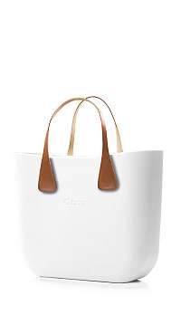 O bag kabelka MINI Bianco s krátkymi koženkovými rúčkami Extra Slim Naturale