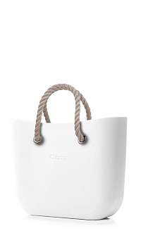 O bag kabelka MINI Bianco s natural krátkymi povrazovými rúčkami