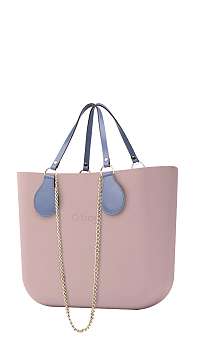 O bag kabelka Smoke Pink s retiazkovými rúčkami s modrou koženkou