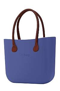 O bag modrá kabelka Cobalto s hnedými dlhými koženkovými rúčkami