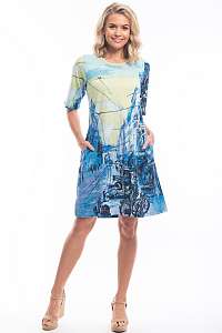 Orientique modré šaty Street Blue so vzormi